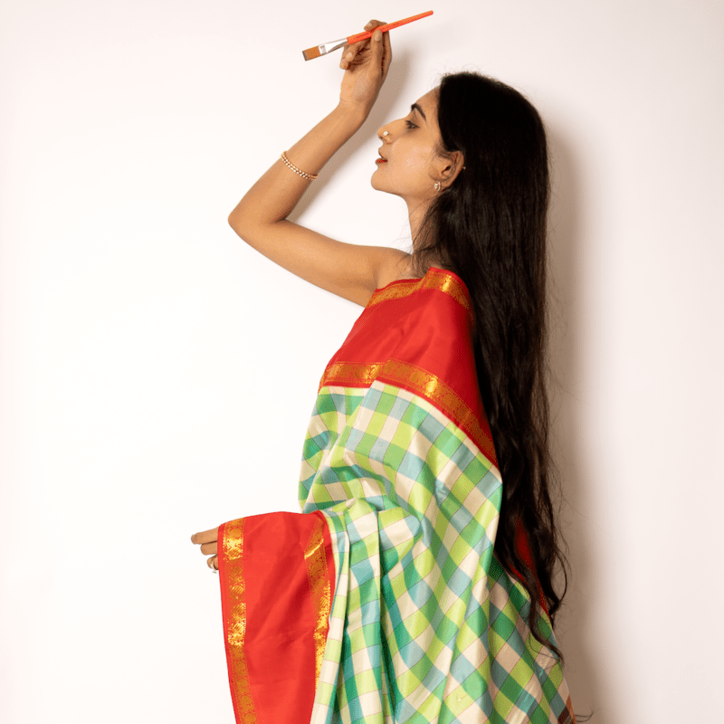 Basra Pearl and Cabbage Green Kanchipuram Kattam Basra Pearl and Cabbage Green Kanchipuram Kattam