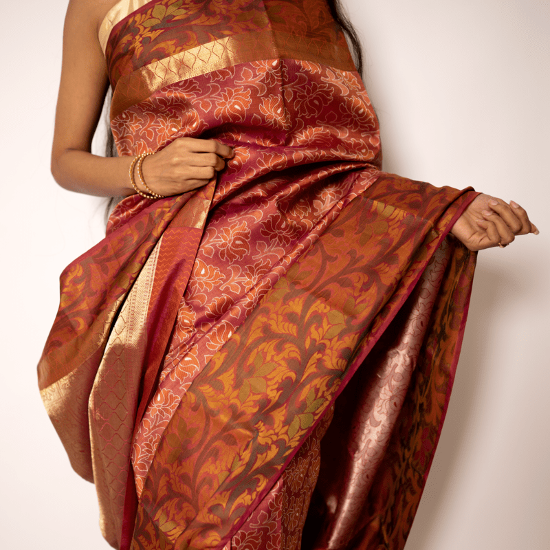 Cider Red Kanchipuram with Terracotta Brown Cider Red Kanchipuram with Terracotta Brown