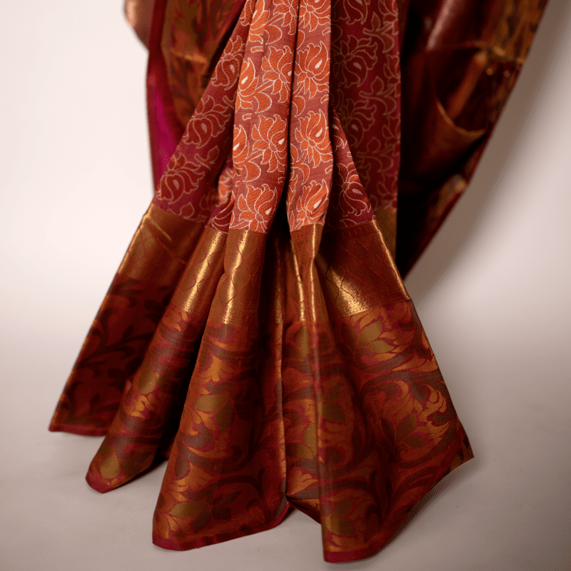 Cider Red Kanchipuram with Terracotta Brown Cider Red Kanchipuram with Terracotta Brown