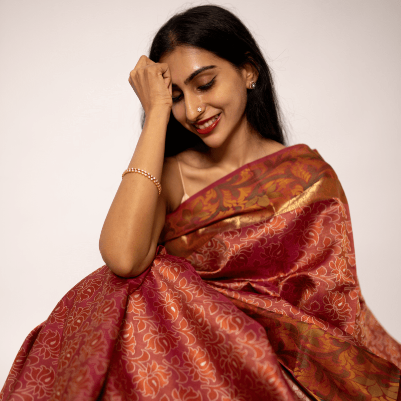 Cider Red Kanchipuram with Terracotta Brown Cider Red Kanchipuram with Terracotta Brown