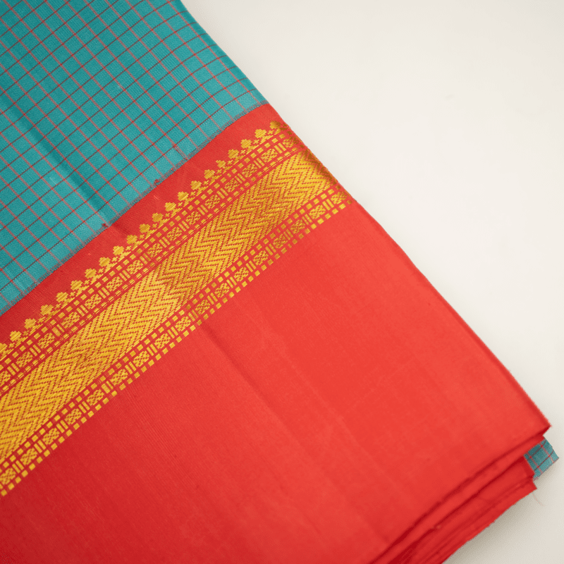 Continental Blue Kanchipuram with Deep Orange Continental Blue Kanchipuram with Deep Orange