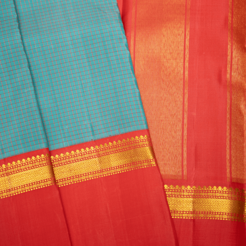 Continental Blue Kanchipuram with Deep Orange Continental Blue Kanchipuram with Deep Orange