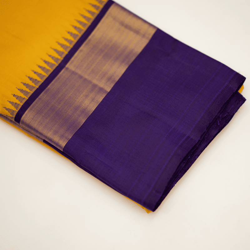 Passion Yellow Kanchipuram with Platinum Blue Passion Yellow Kanchipuram with Platinum Blue