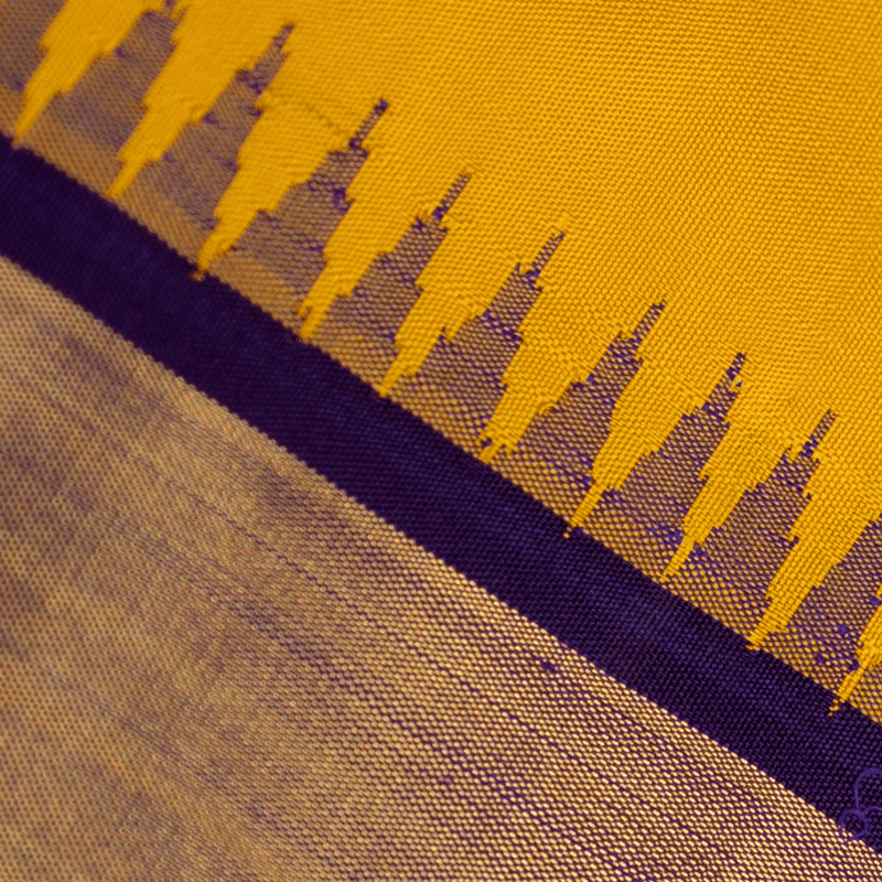 Passion Yellow Kanchipuram with Platinum Blue Passion Yellow Kanchipuram with Platinum Blue