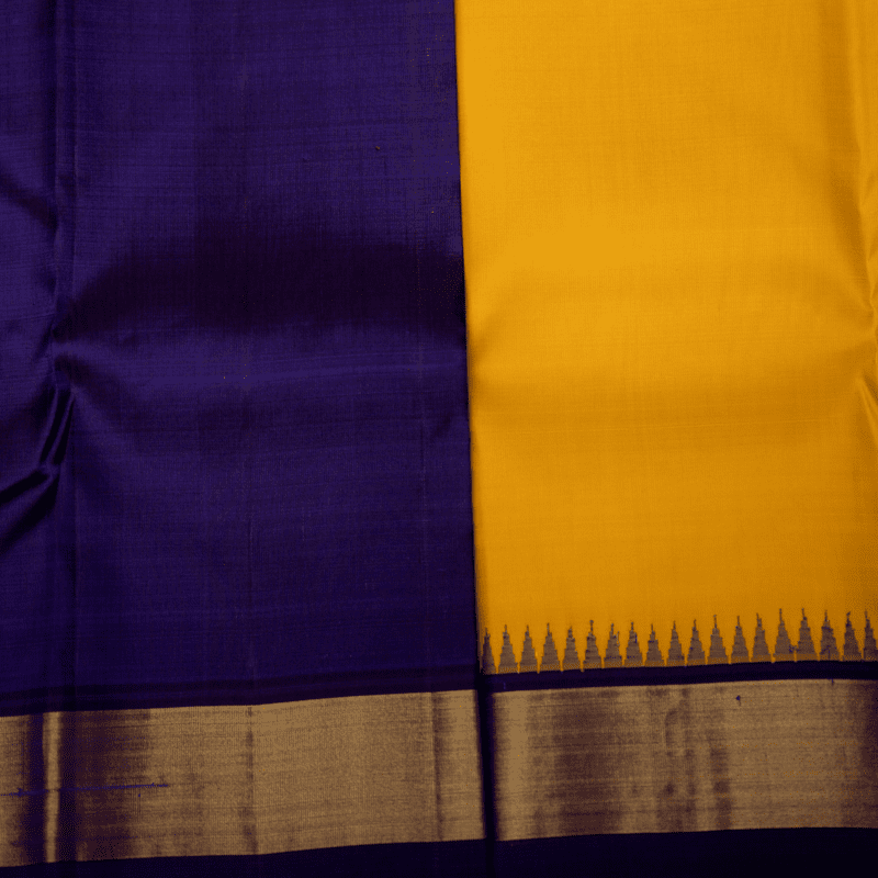 Passion Yellow Kanchipuram with Platinum Blue Passion Yellow Kanchipuram with Platinum Blue
