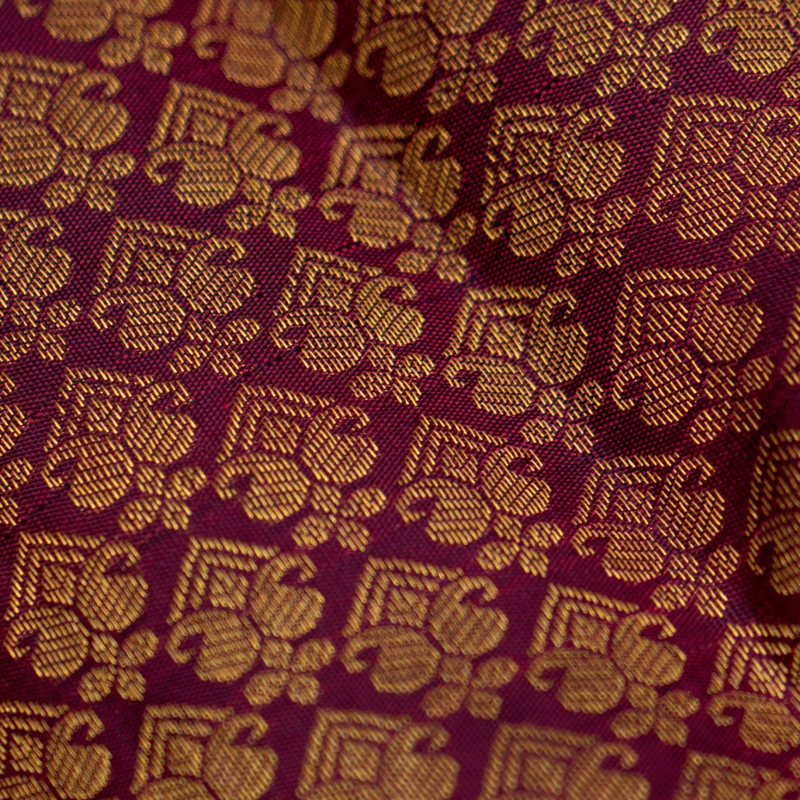 Mahogany Brown Kanchipuram with Prune Pink Mahogany Brown Kanchipuram with Prune Pink