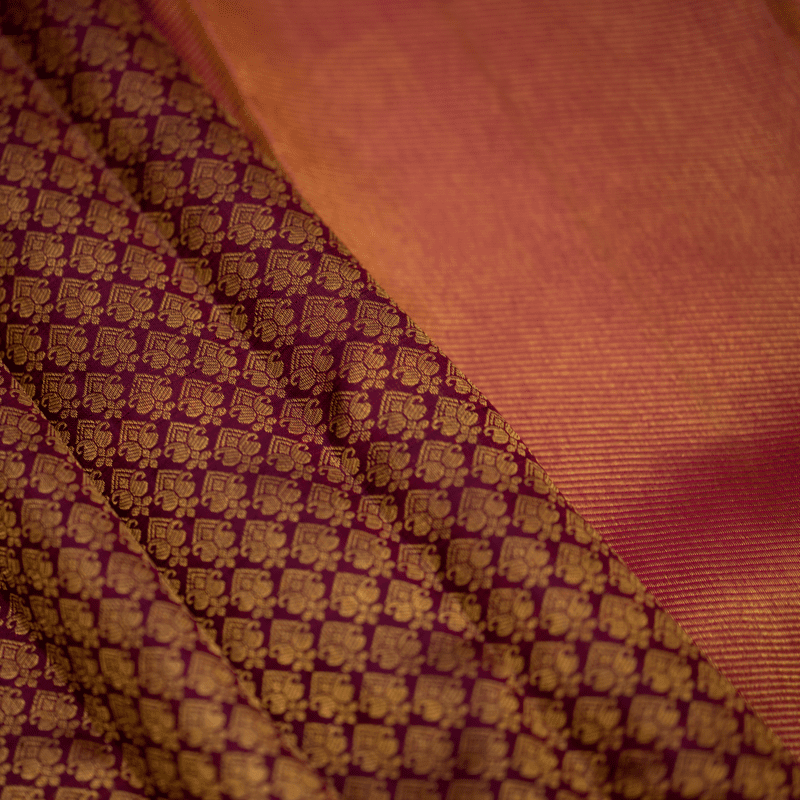 Mahogany Brown Kanchipuram with Prune Pink Mahogany Brown Kanchipuram with Prune Pink