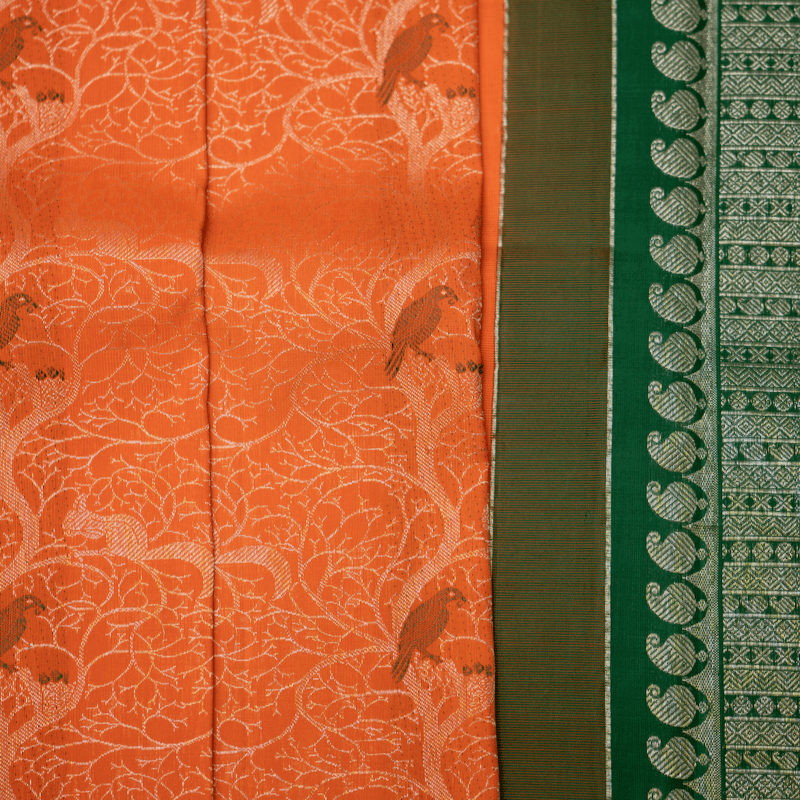 Tango Orange Kanchipuram with Kili Meena Tango Orange Kanchipuram with Kili Meena