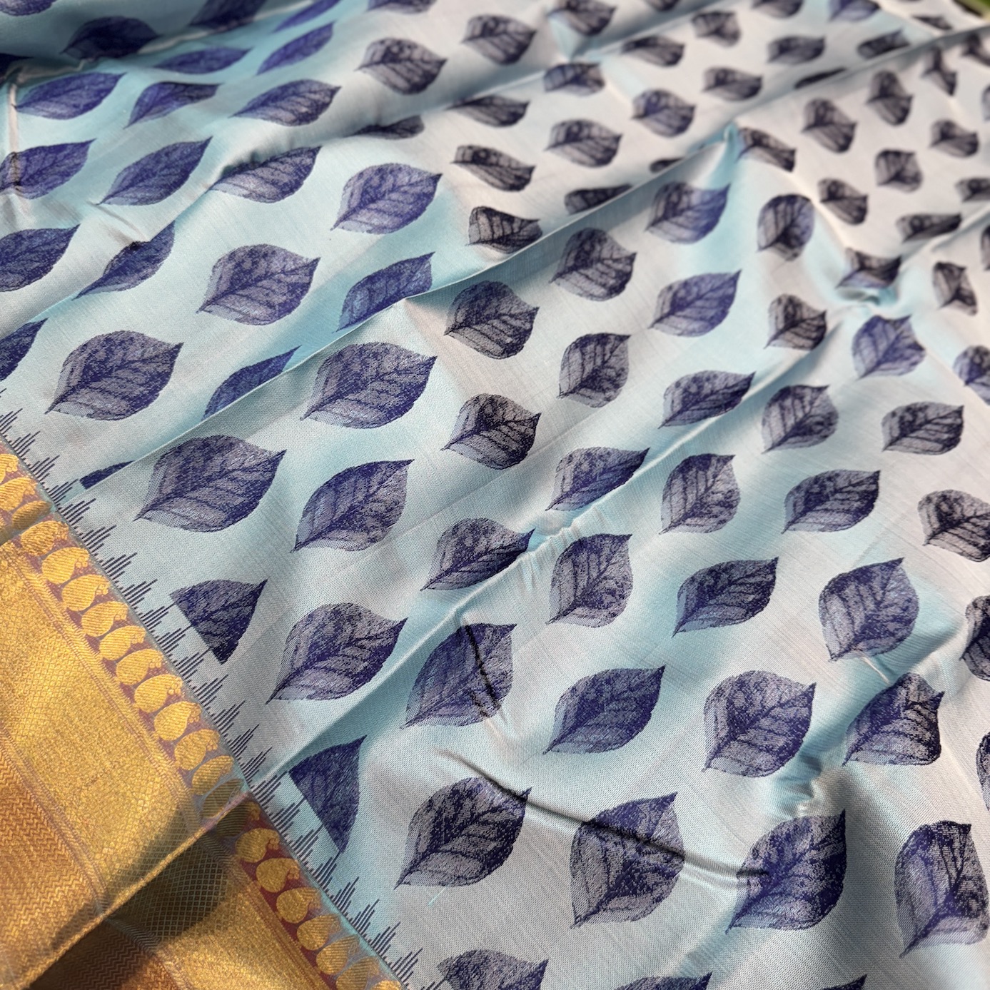 Spring Blue Kanchipuram Silk Saree