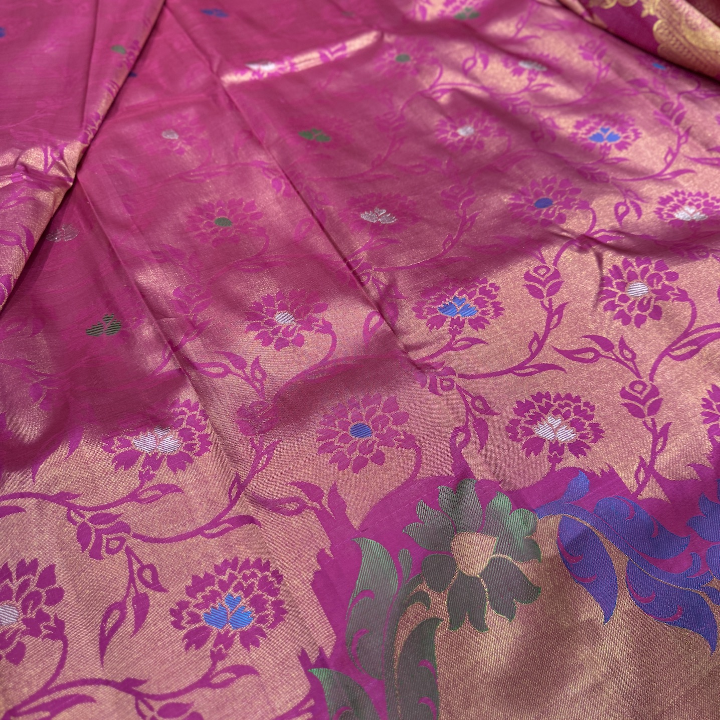Scarlet Pink Kanchipuram Silk Saree