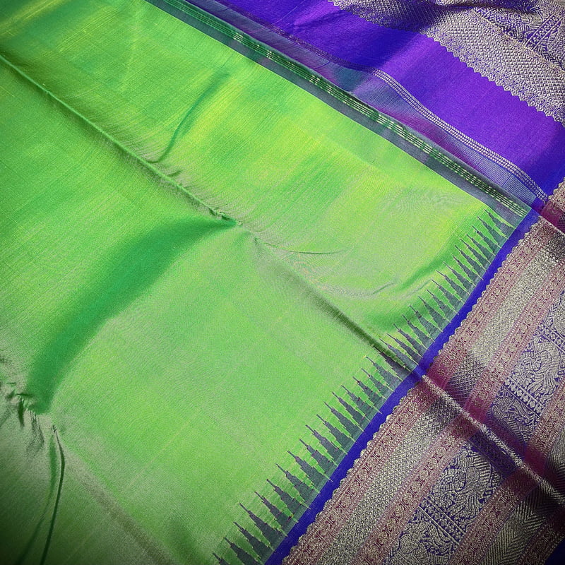 Fresh Green Kanchipuram with Pure Violet Fresh Green Kanchipuram with Pure Violet