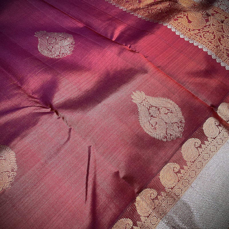 Madder Red Kanchipuram with Dual Zari Border Madder Red Kanchipuram with Dual Zari Border