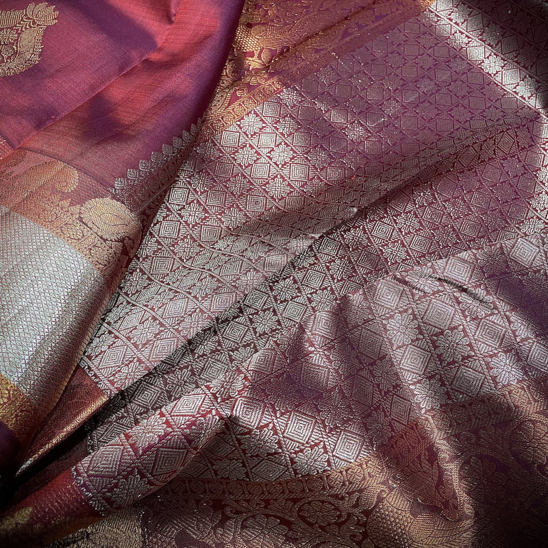 Madder Red Kanchipuram with Dual Zari Border Madder Red Kanchipuram with Dual Zari Border
