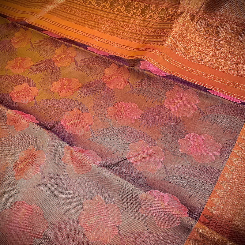 Rust Orange Kanchipuram with Sahara Orange Rust Orange Kanchipuram with Sahara Orange