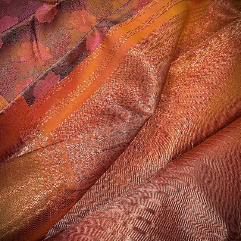 Rust Orange Kanchipuram with Sahara Orange Rust Orange Kanchipuram with Sahara Orange