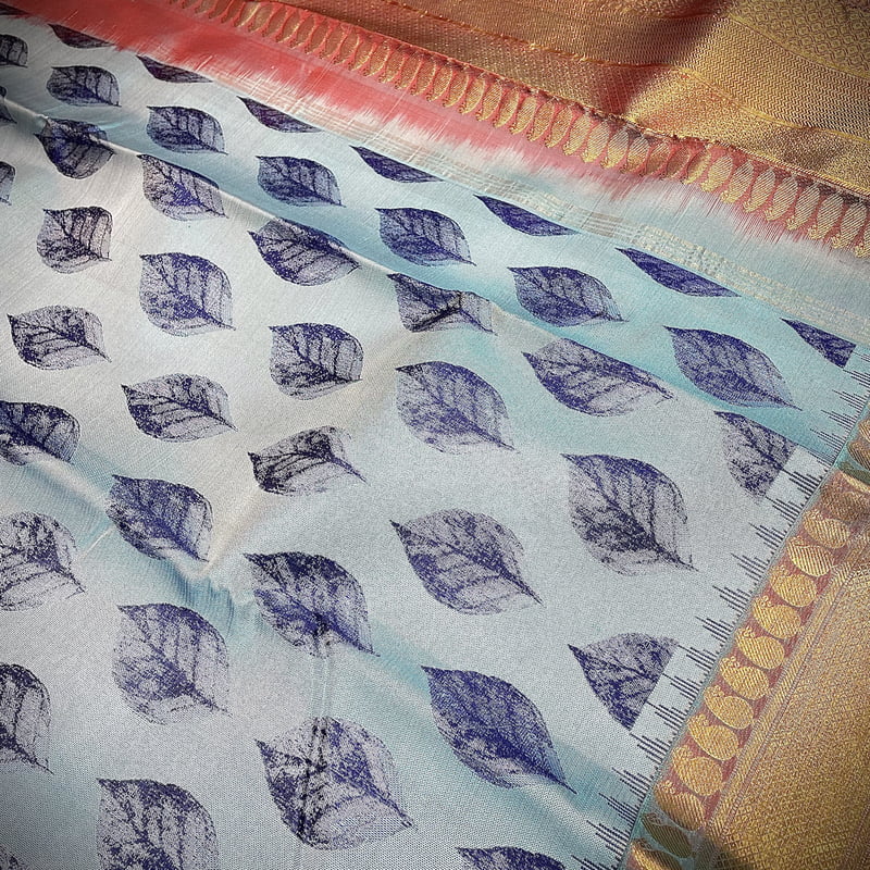 Calming Blue Kanchipuram with Madder Red Calming Blue Kanchipuram with Madder Red
