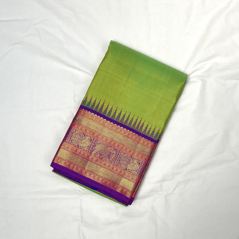 Fresh Green Kanchipuram with Pure Violet Fresh Green Kanchipuram with Pure Violet