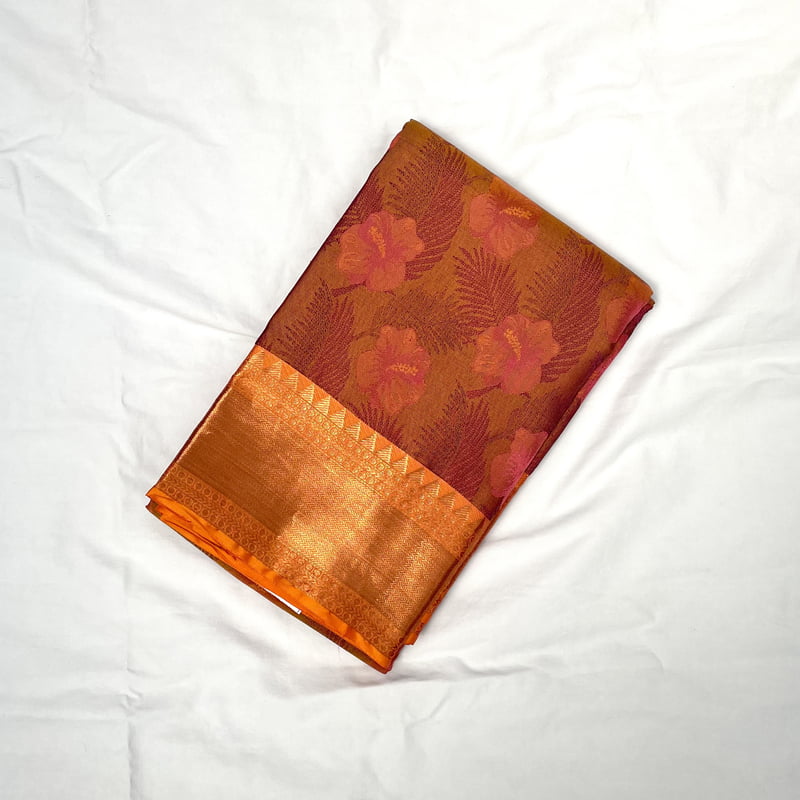 Rust Orange Kanchipuram with Sahara Orange Rust Orange Kanchipuram with Sahara Orange