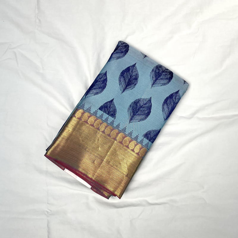 Calming Blue Kanchipuram with Madder Red Calming Blue Kanchipuram with Madder Red