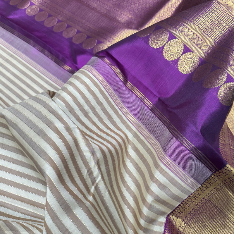 Golden White Kanchipuram with Dusky Saffron Golden White Kanchipuram with Dusky Saffron