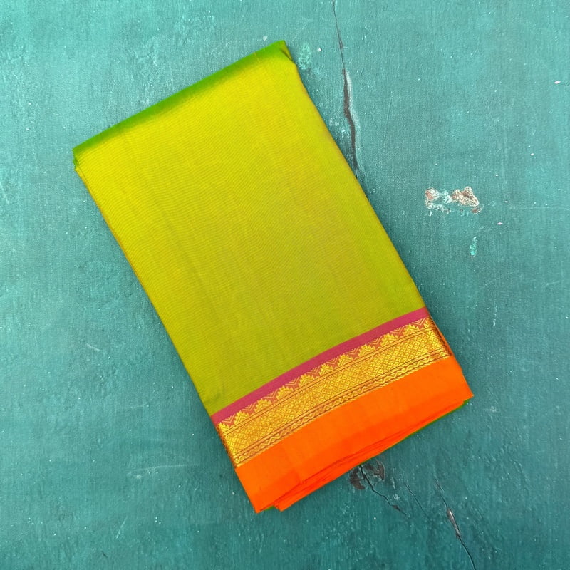 Fresh Green Kanchipuram with Violet Root Fresh Green Kanchipuram with Violet Root