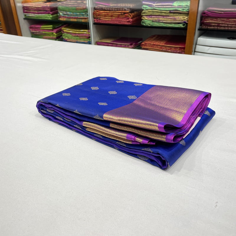 Twilight Blue Kanchipuram with Splendour Violet Twilight Blue Kanchipuram with Splendour Violet