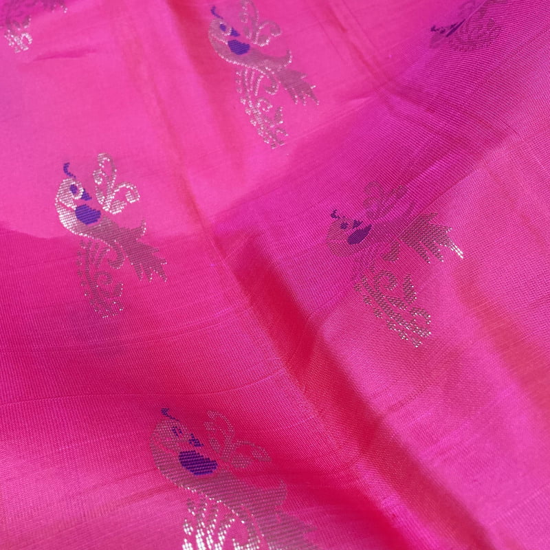 Twilight Pink Kanchipuram with Platinum Blue Twilight Pink Kanchipuram with Platinum Blue