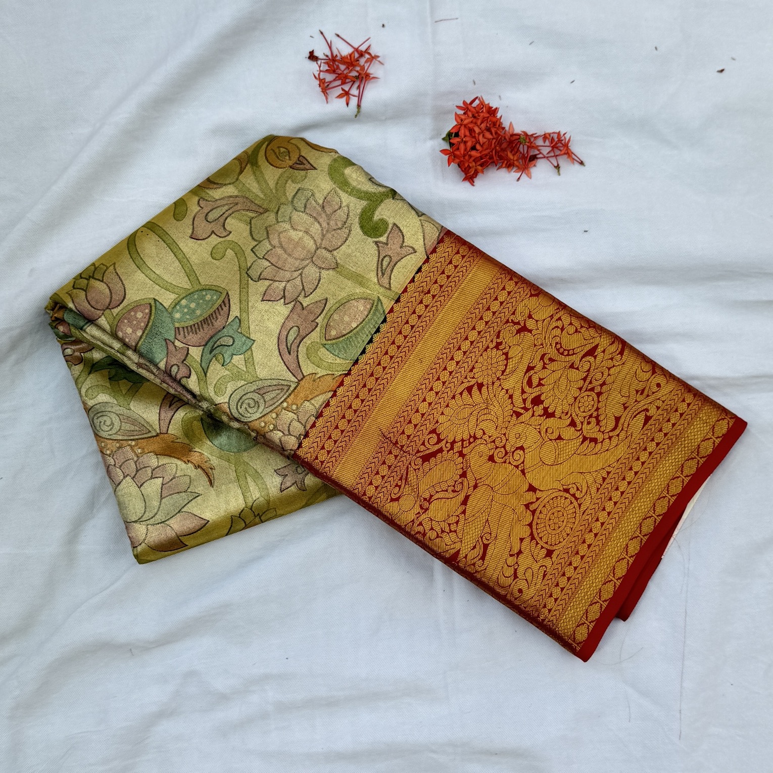 Kalamkari Style Kanjivaram Tissue Saree Kalamkari Style Kanjivaram Tissue Saree