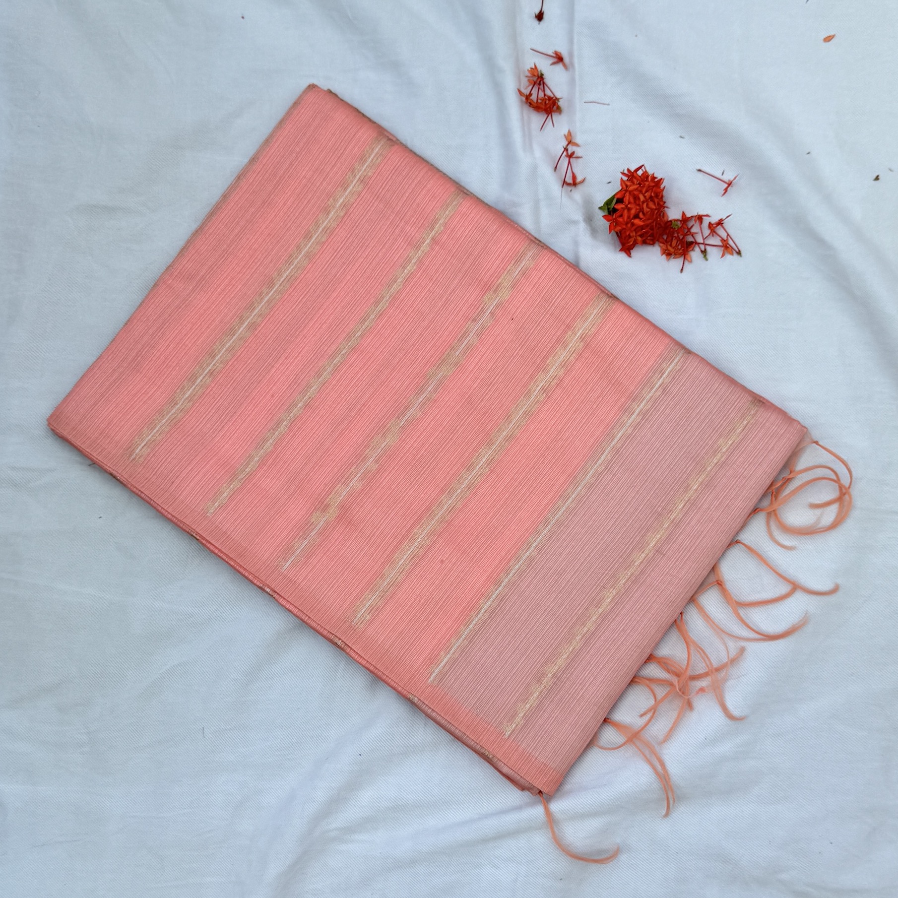 Petal Peach Tussar Saree Petal Peach Tussar Saree