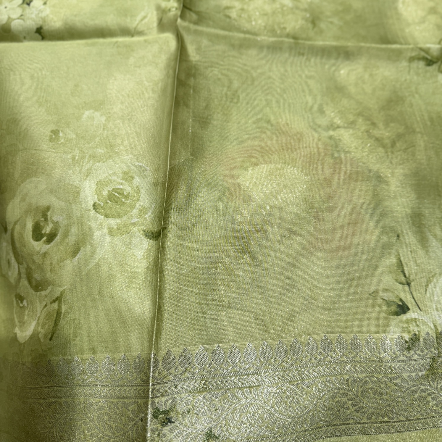 Grass Green Organza Saree Grass Green Organza Saree