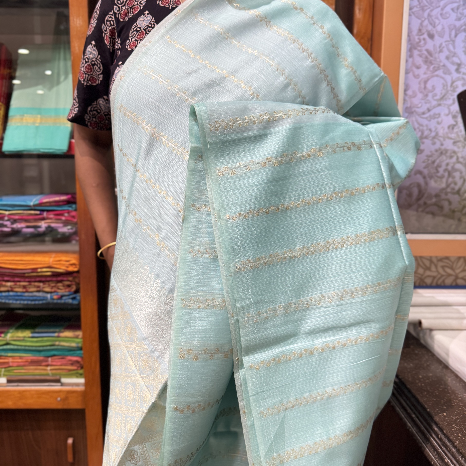 Sea Blue Tussar Saree Sea Blue Tussar Saree