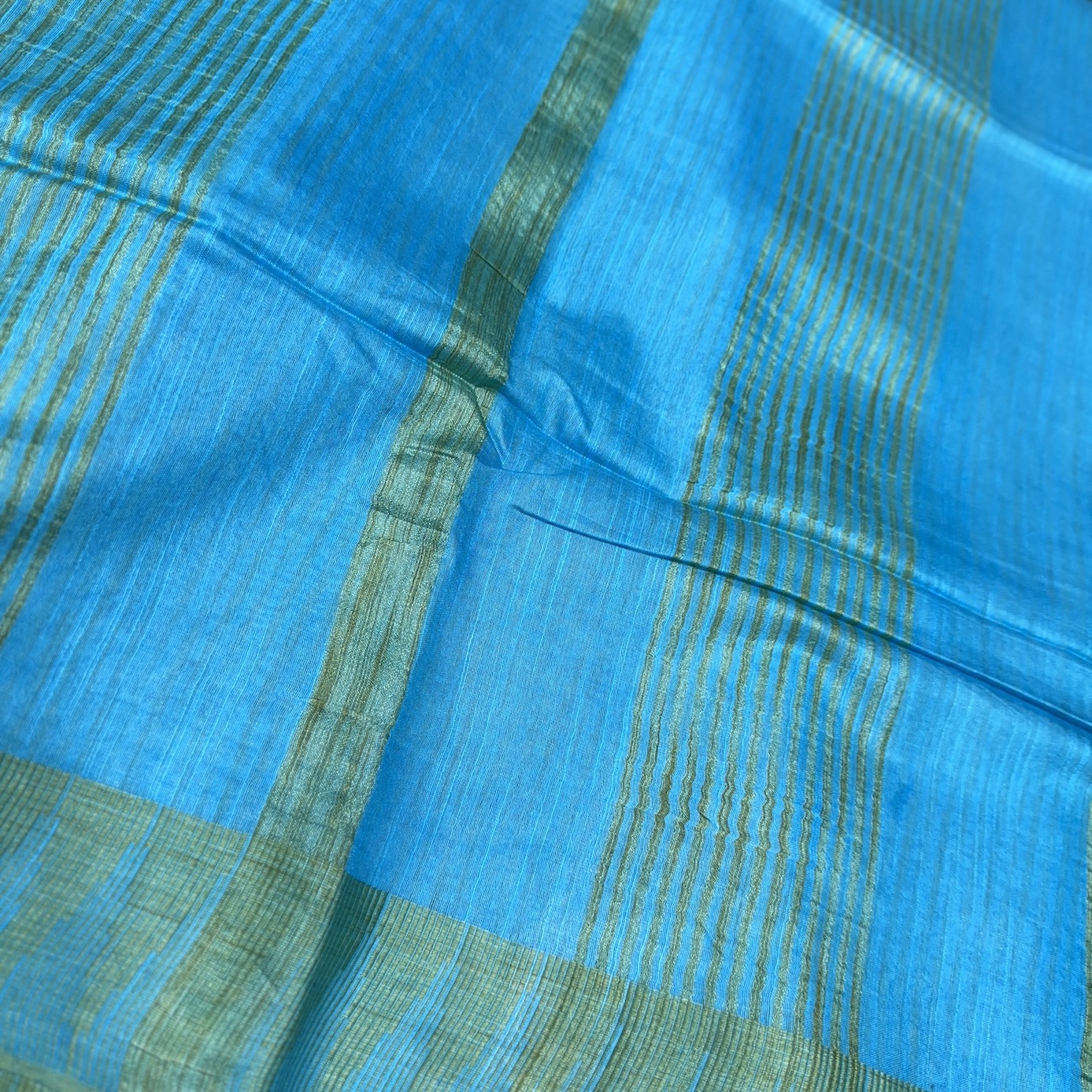 Sea Blue Tussar Bandani Saree Sea Blue Tussar Bandani Saree