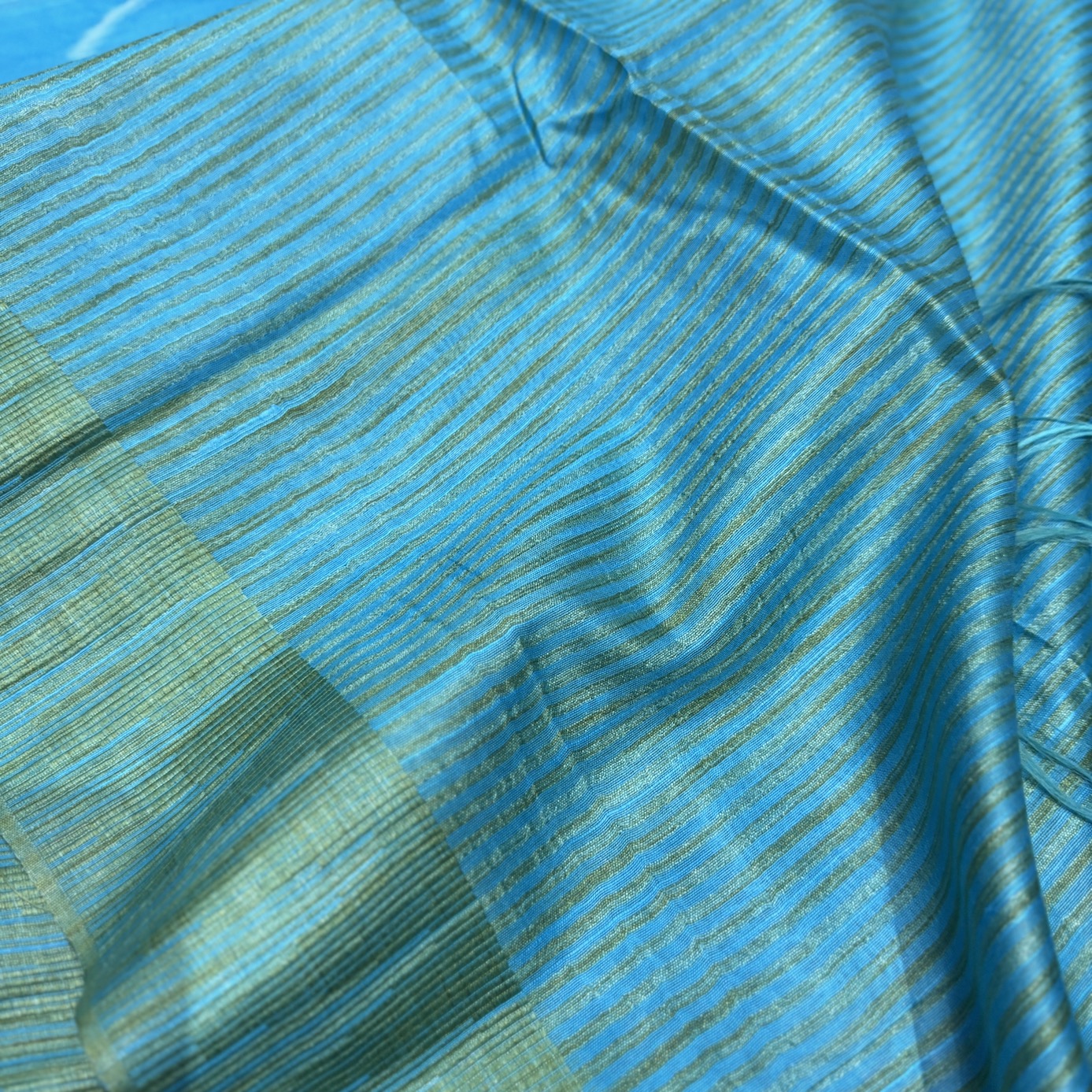 Sea Blue Tussar Bandani Saree Sea Blue Tussar Bandani Saree