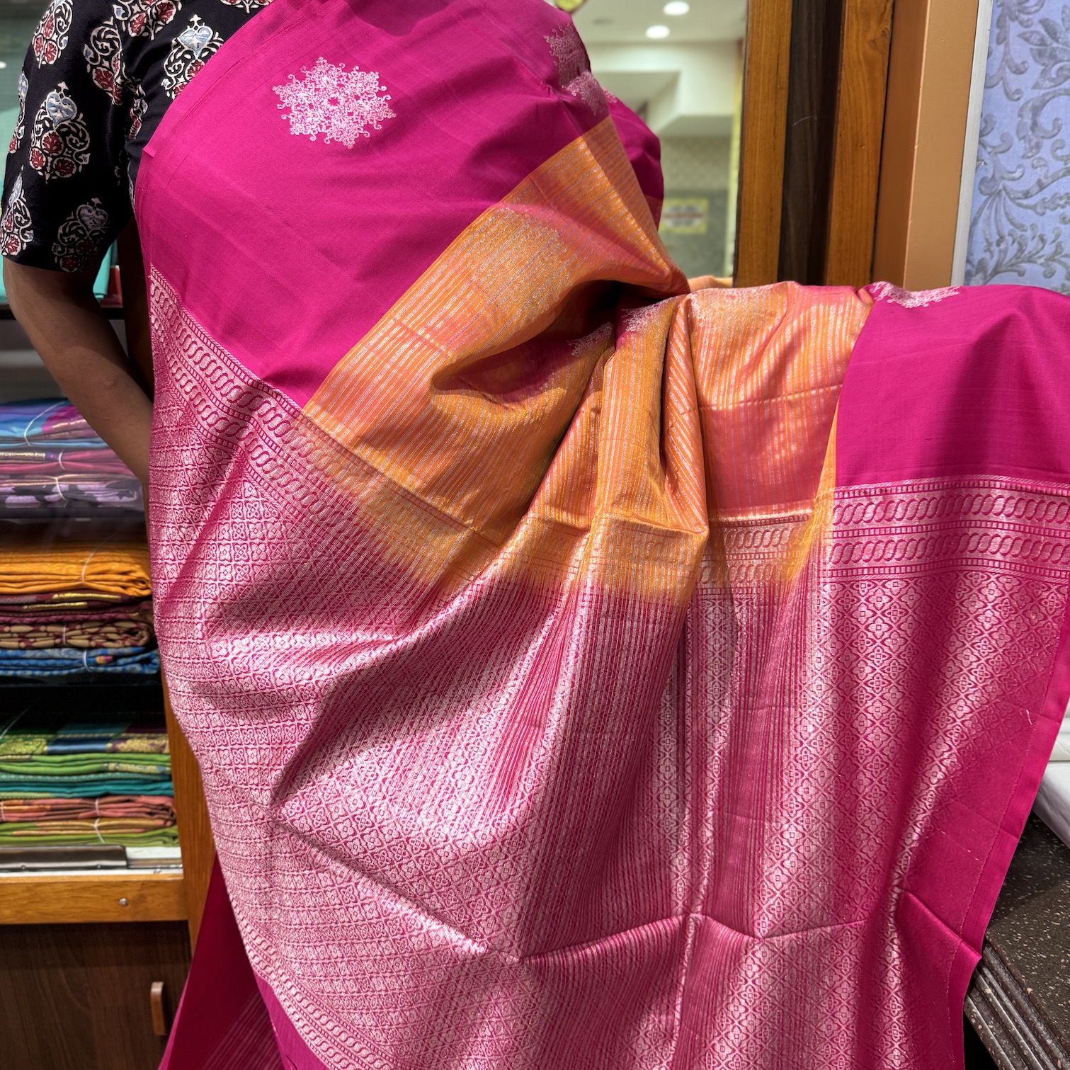 Crush Orange Soft Silk Saree Crush Orange Soft Silk Saree