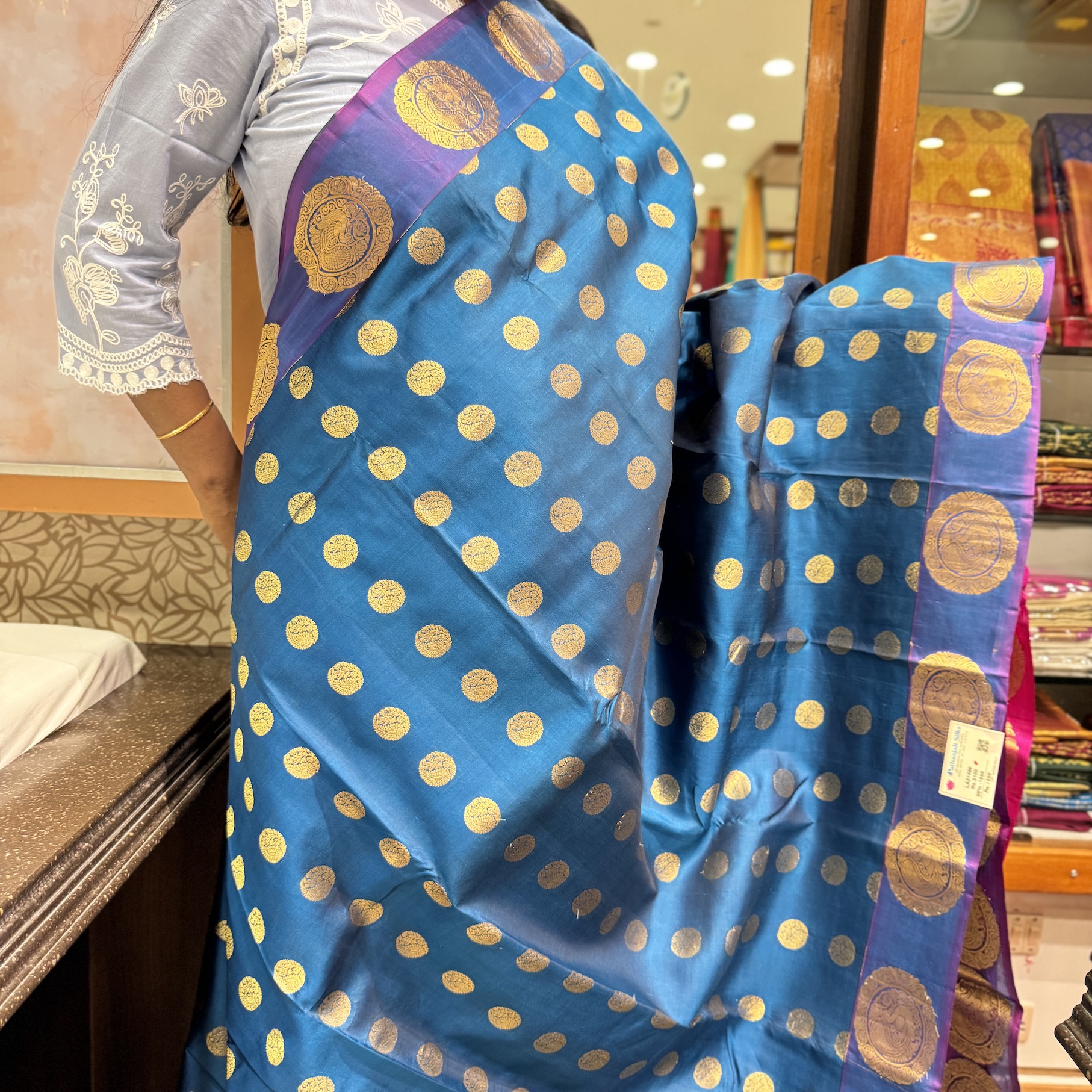 Ashberry Blue Kanchipuram Silk Saree Ashberry Blue Kanchipuram Silk Saree