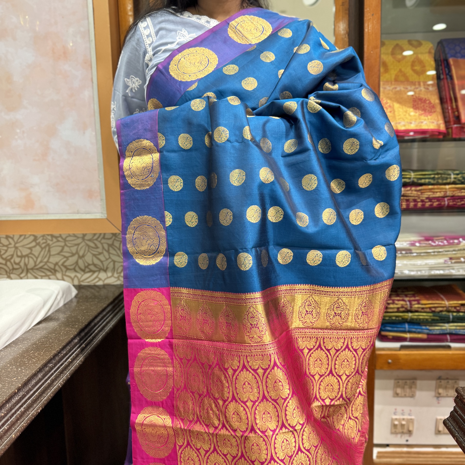 Ashberry Blue Kanchipuram Silk Saree Ashberry Blue Kanchipuram Silk Saree