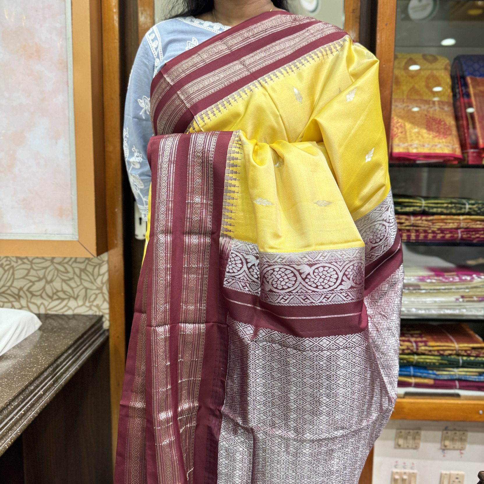 Marigold Yellow Silk Saree Marigold Yellow Silk Saree