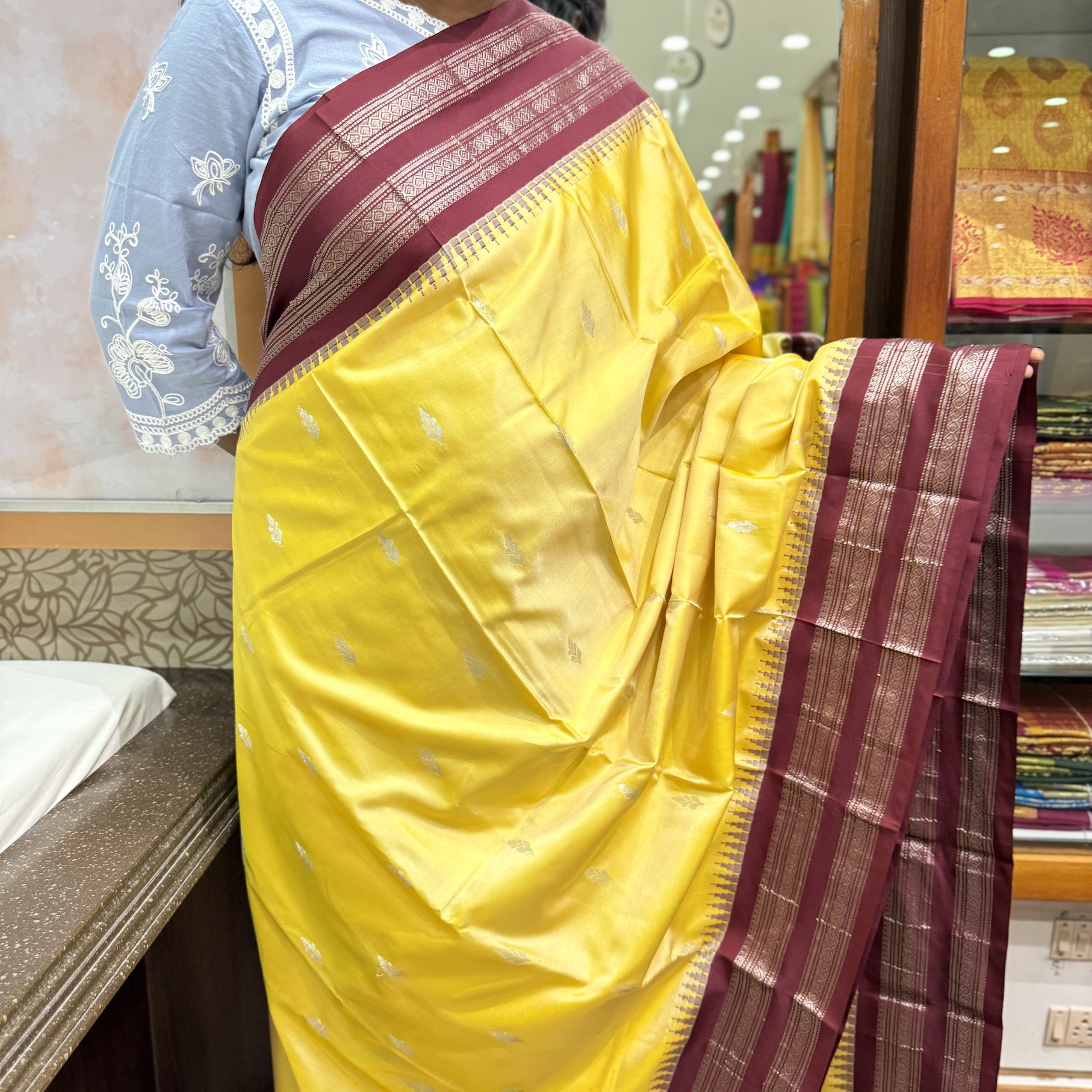 Marigold Yellow Silk Saree Marigold Yellow Silk Saree