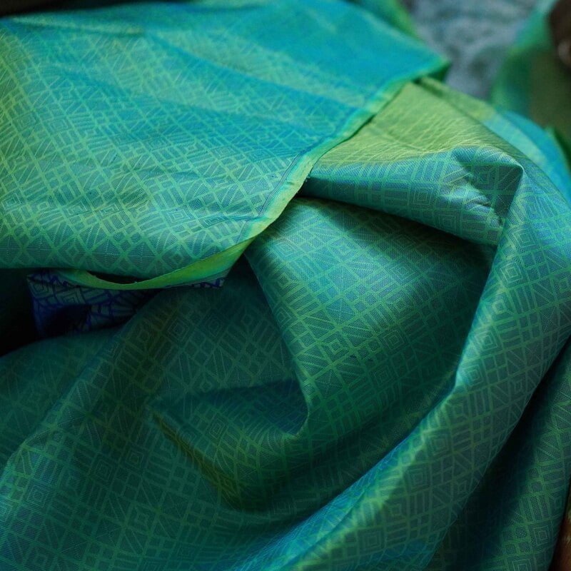 Jadestone Green Kanchipuram with Prune Red Jadestone Green Kanchipuram with Prune Red